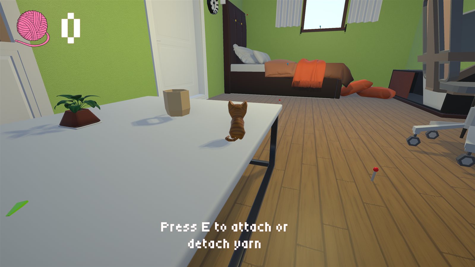 De kat op een bureau in de 3D-kamer